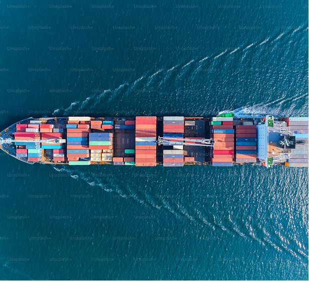 Aerial view of shipping port